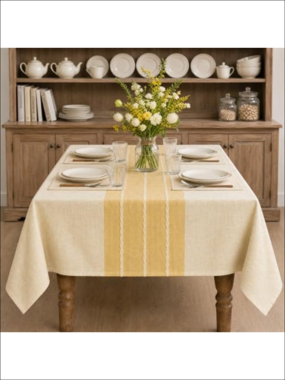 Rustic Burlap Tablecloth 60x84 Rectangular Spun Polyester Dining